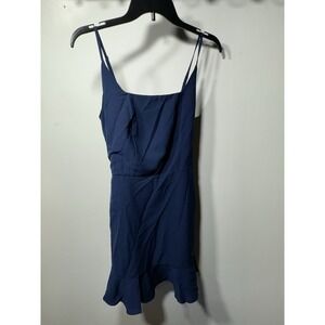 Navy Mini Dress With Ruffle And Adjustable Straps Size Medium